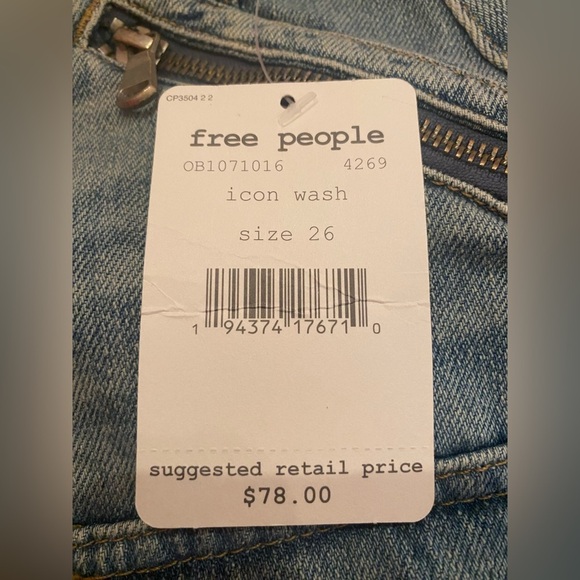 NWT We The Free People Blue Stretch Avenue Cargo Denim Jean Mini Skirt Size 26 - Picture 7 of 10